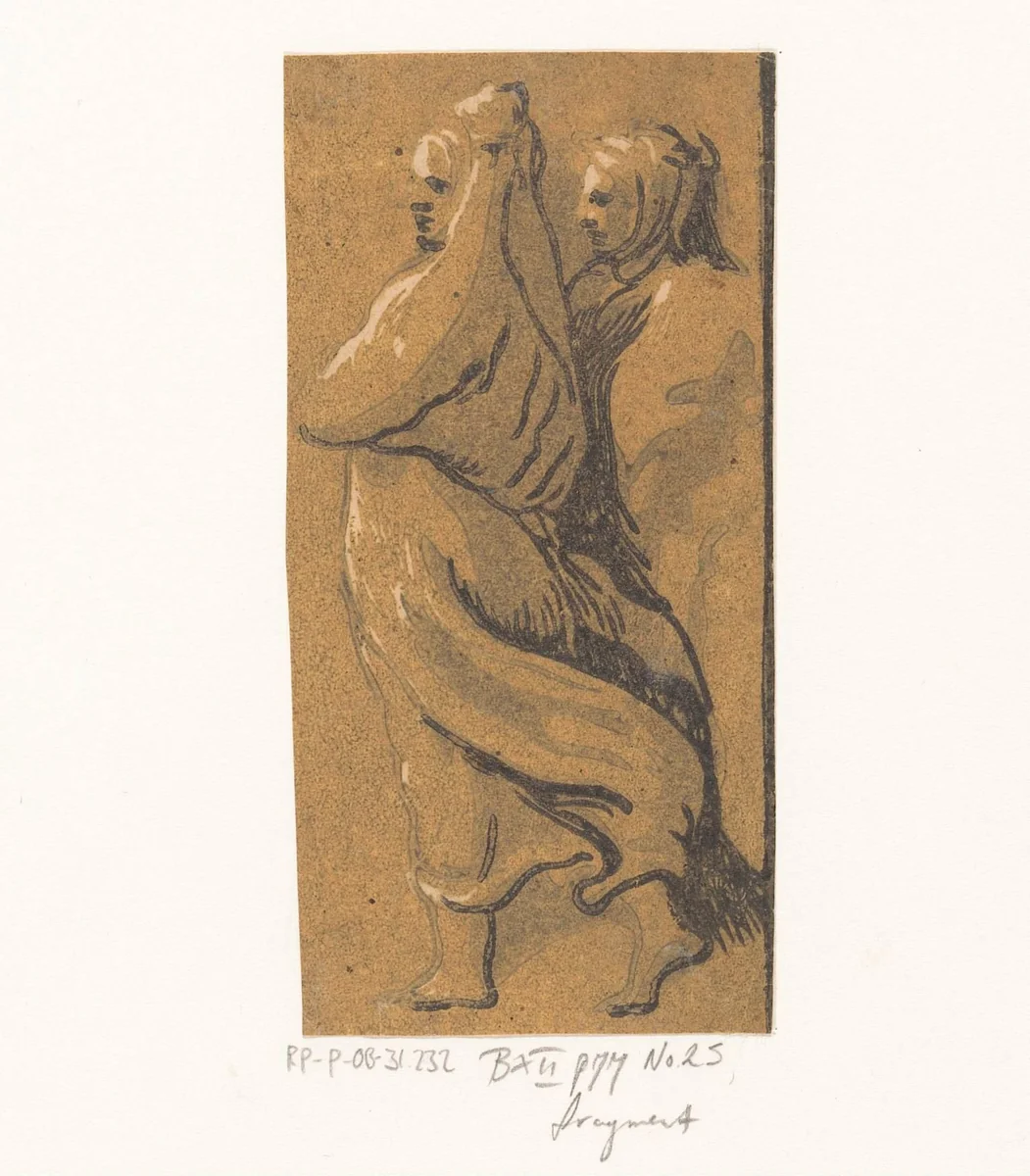 Twee vrouwen by Ugo da Carpi, print, 1502-1532