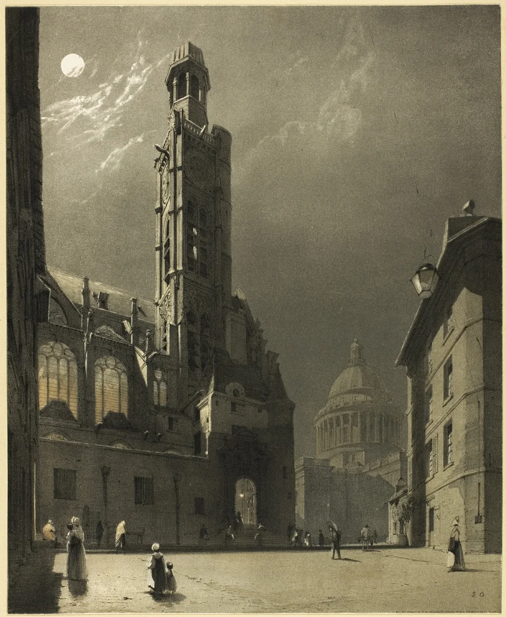 St. Etienne du Mont and the Pantheon, Paris by Thomas Shotter Boys, print, 1839
