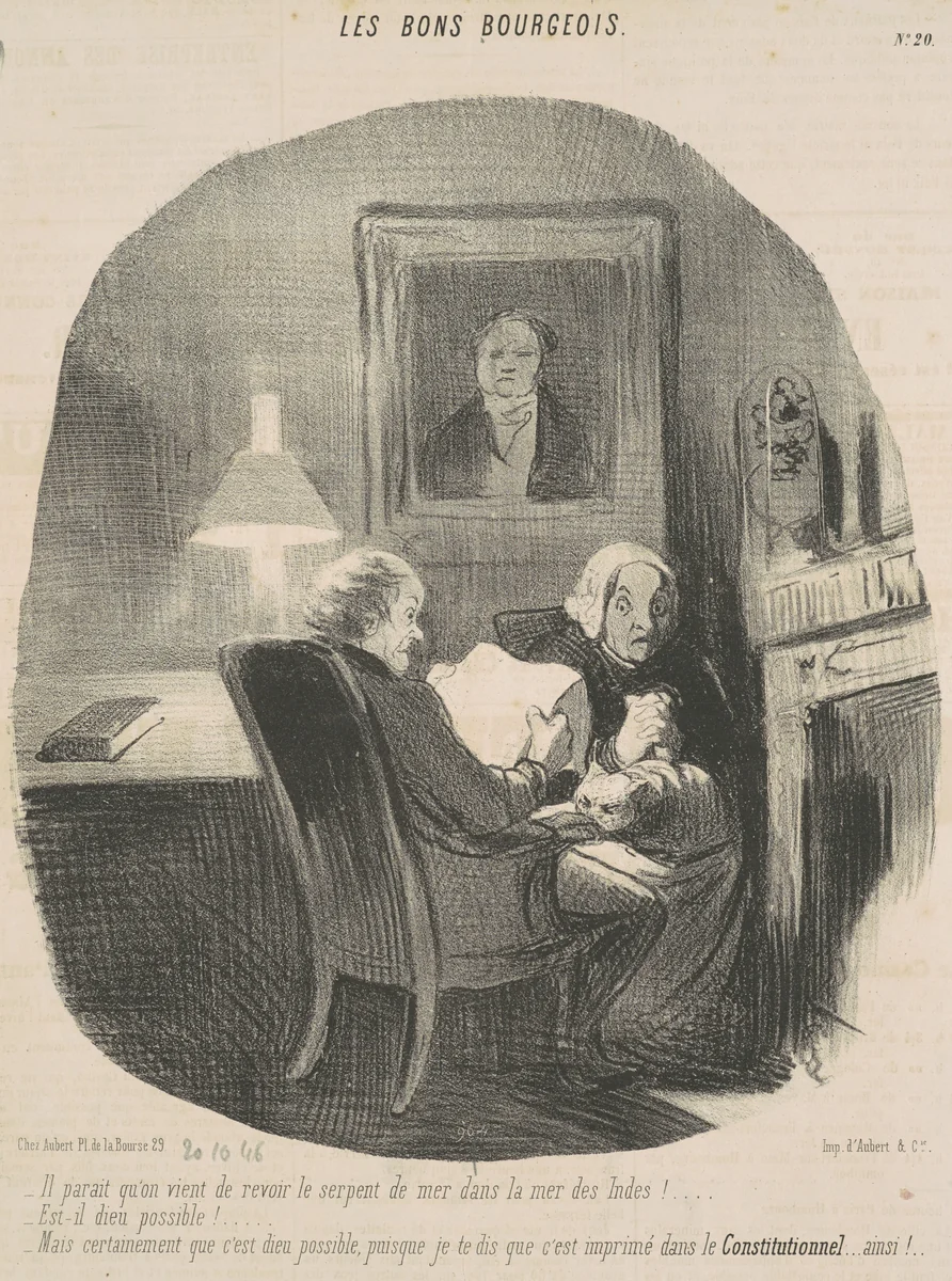Il parait qu'on vient de revoir le serpent de mer ... by Honoré Daumier, print, 1846