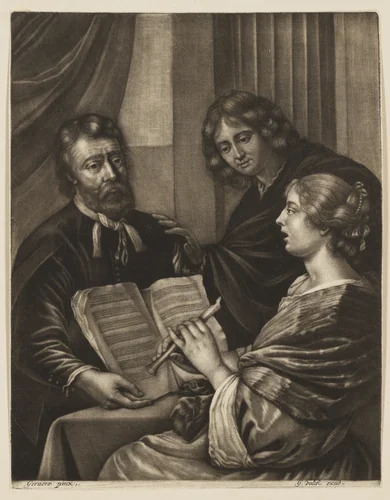 The Flute Lesson by Wallerant Vaillant, print, 1640-1677