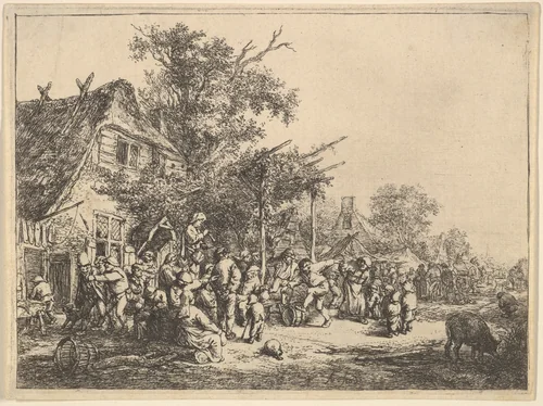 Dance Under the Trellis by Adriaen van Ostade, print, 1610-1685