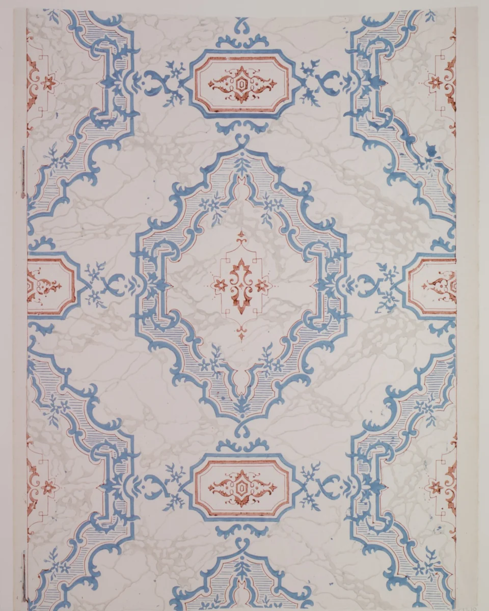 Entrance-hall Wallpaper from the Collins House by anonymous, print, 1845-1855
