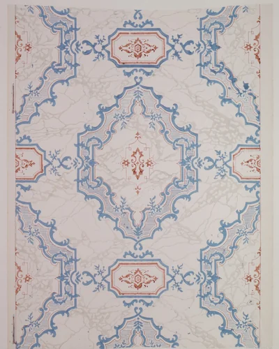 Entrance-hall Wallpaper from the Collins House by anonymous, print, 1845-1855