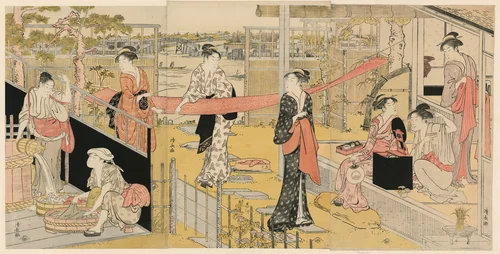 Women Washing Clothes by Torii Kiyonaga (鳥居清長), print, 1783-1793
