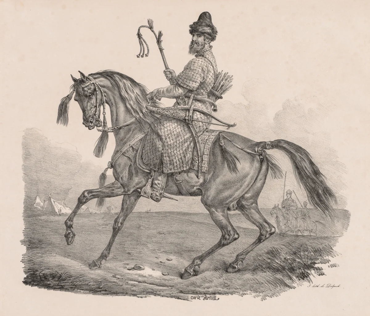 Cossack Cavalier by Carle Vernet, print, 1815-1825