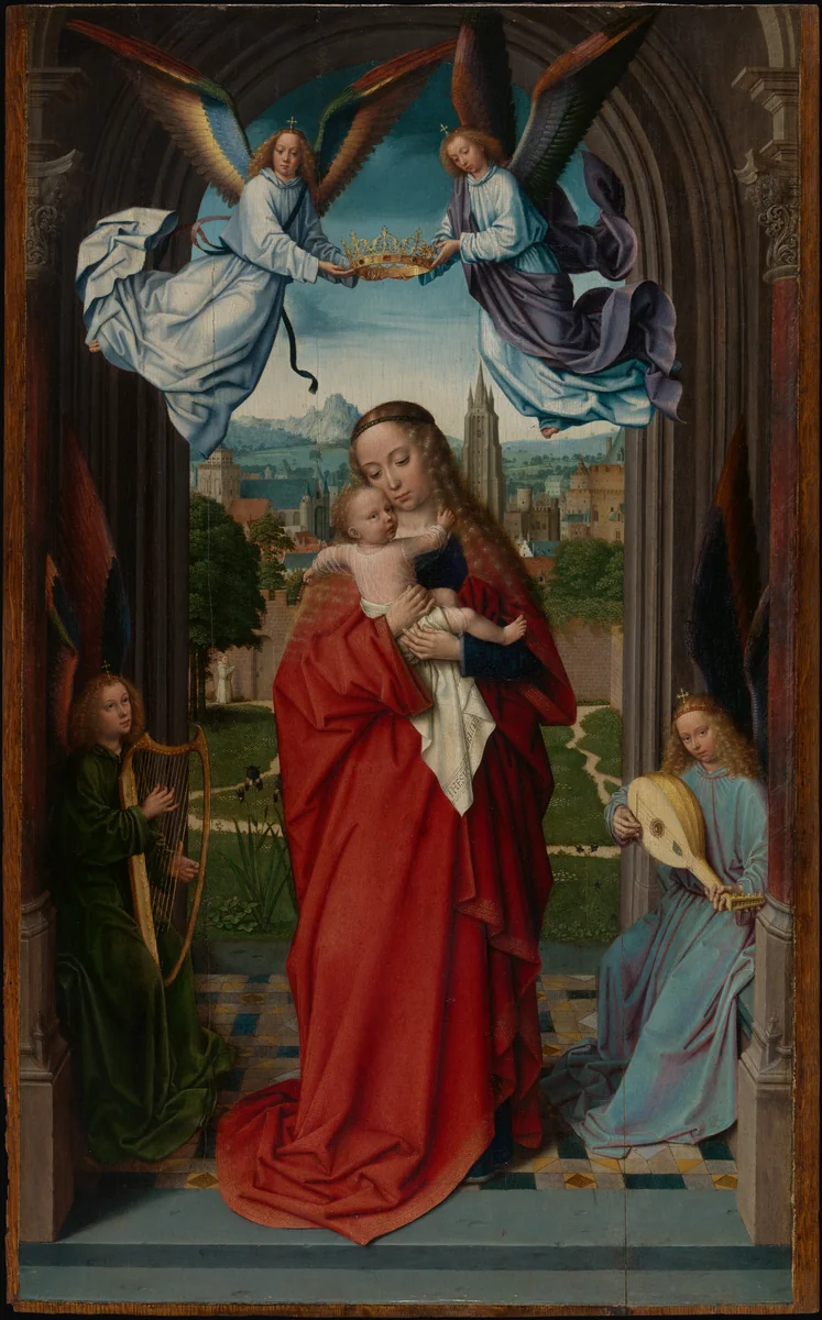 Virgin and Child with Four Angels by Gerard David, painting, 1510-1515