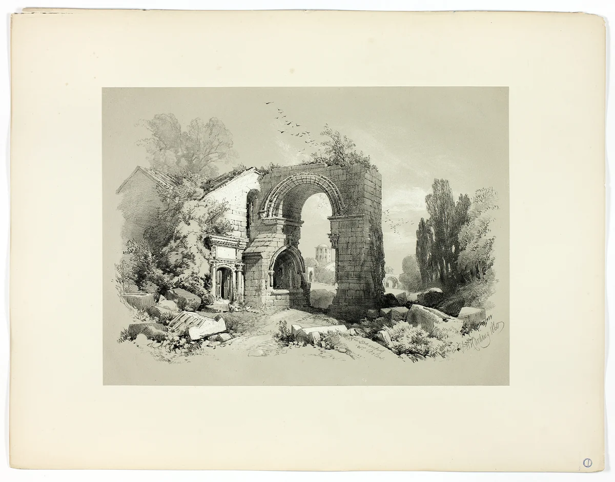 Aliscamps, W. Arles, from Picturesque Selections by James Duffield Harding, print, 1860