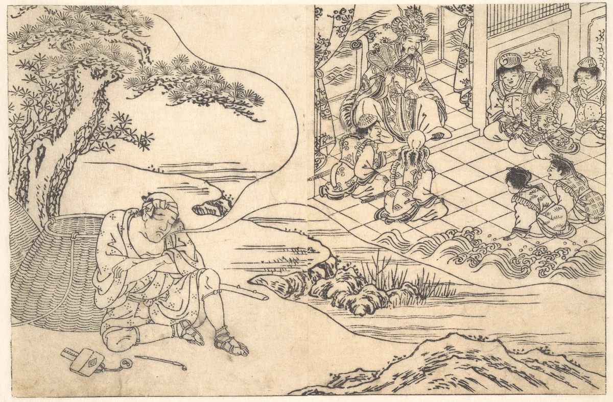 Parody of the Tale of Young Man Lu: A Fisherman Dreaming by Unidentified Artist, print, 1690-1710
