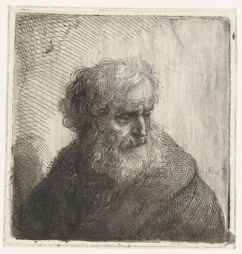 Buste van een oude man by Samuel van Hoogstraten, print, 1648-1678