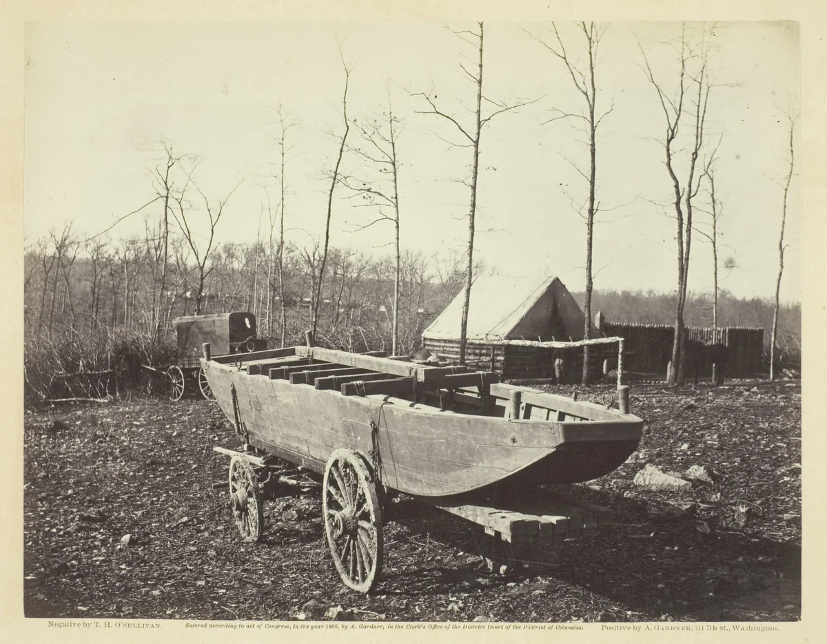 Pontoon Boat, Brandy Station, Virginia by Timothy O'Sullivan, photograph, 1864
