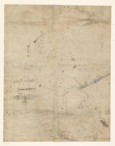 Kleine schets van de kop van een hond (of koe?) by Jan Swart, drawing, 1520-1560