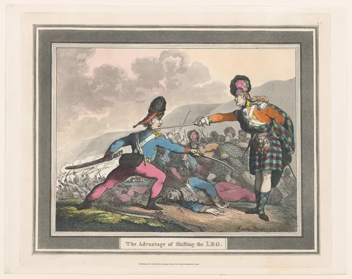 The Advantage of Shifting the Leg by Thomas Rowlandson, print, 1798