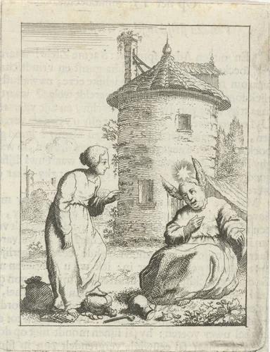 Gepersonifieerde ziel spreekt het Vlees tegen by Jan Luyken, print, 1678-1687