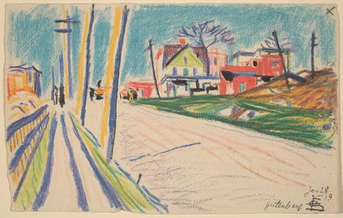 Street in the Bronx by Oscar F. Bluemner, drawing, 1913