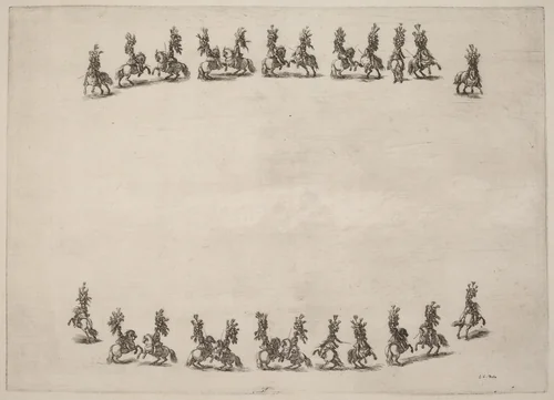 Twenty-Four Cavorting Cavaliers by Stefano della Bella, print, 1652