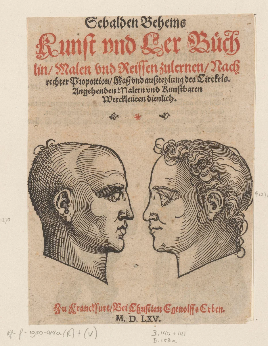 Twee hoofden in profiel by anonymous, print, 1565