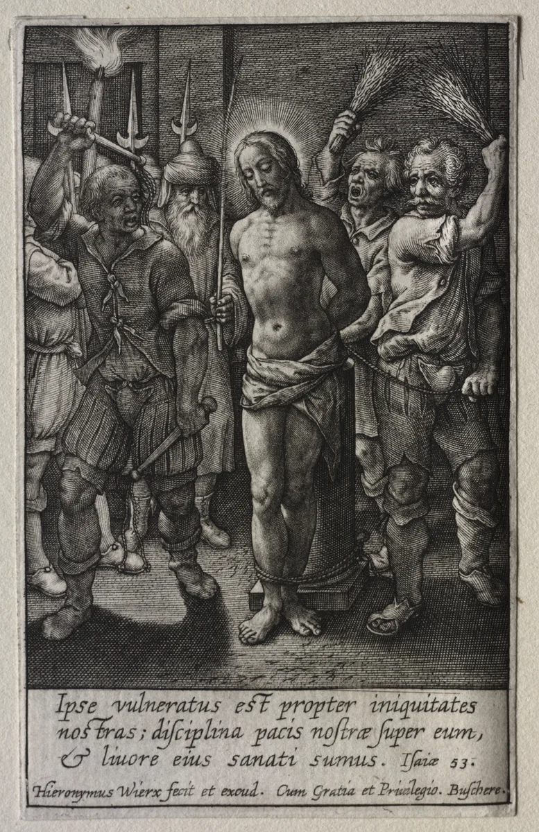 The Passion: The Flagellation by Hieronymus Wierix, print, 1614-1624