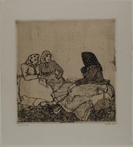 Three Women by Emil Orlik, print, 1905
