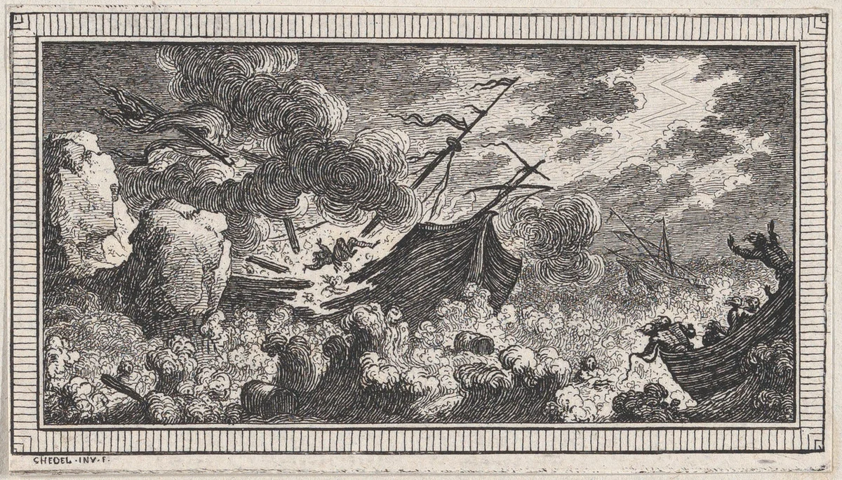 Landscape, from a series of six landscapes titled "Observationib.Astronom.Regiae.Paris.Scient. Acad...1736" by Quentin Pierre Chedel, print, 1736