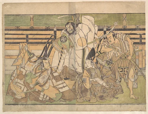 Four Actors in Unidentified Roles by Katsukawa Shunshô (勝川春章), print, 1726-1792