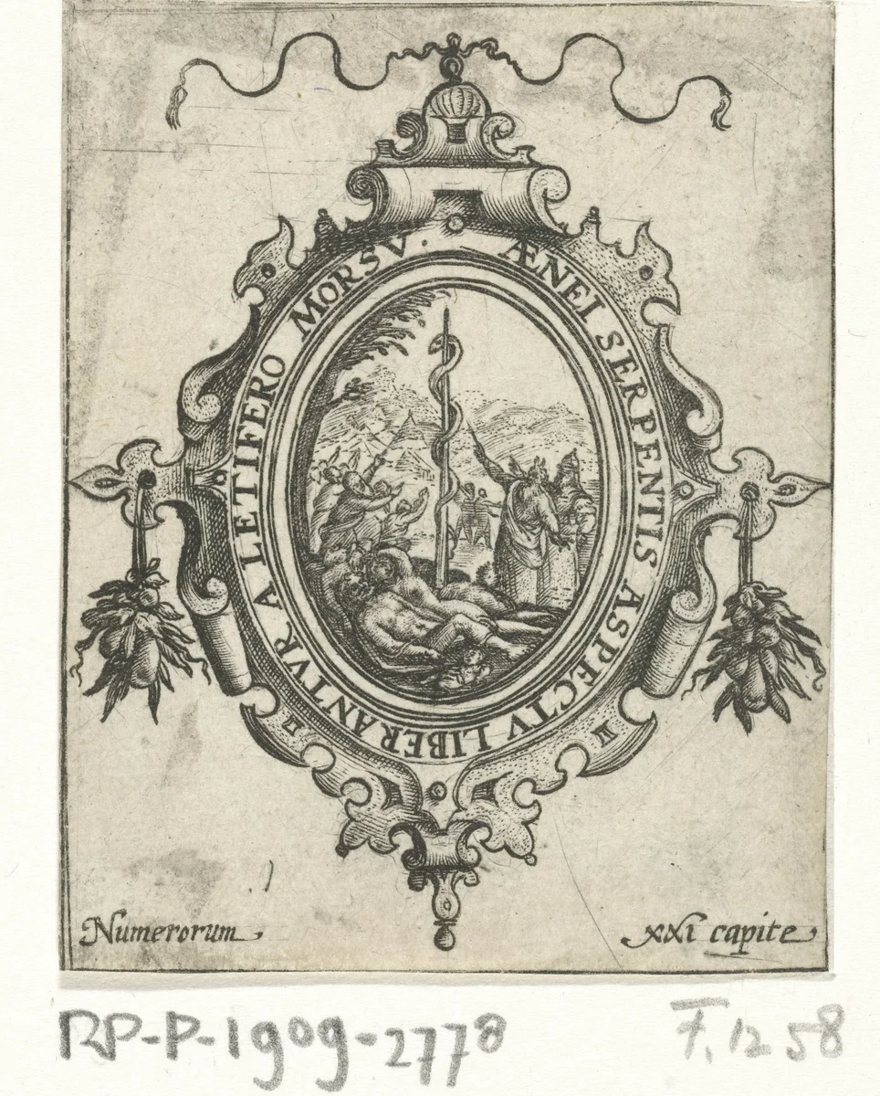 Mozes en de koperen slang by Crispijn van de Passe, print, 1574-1637