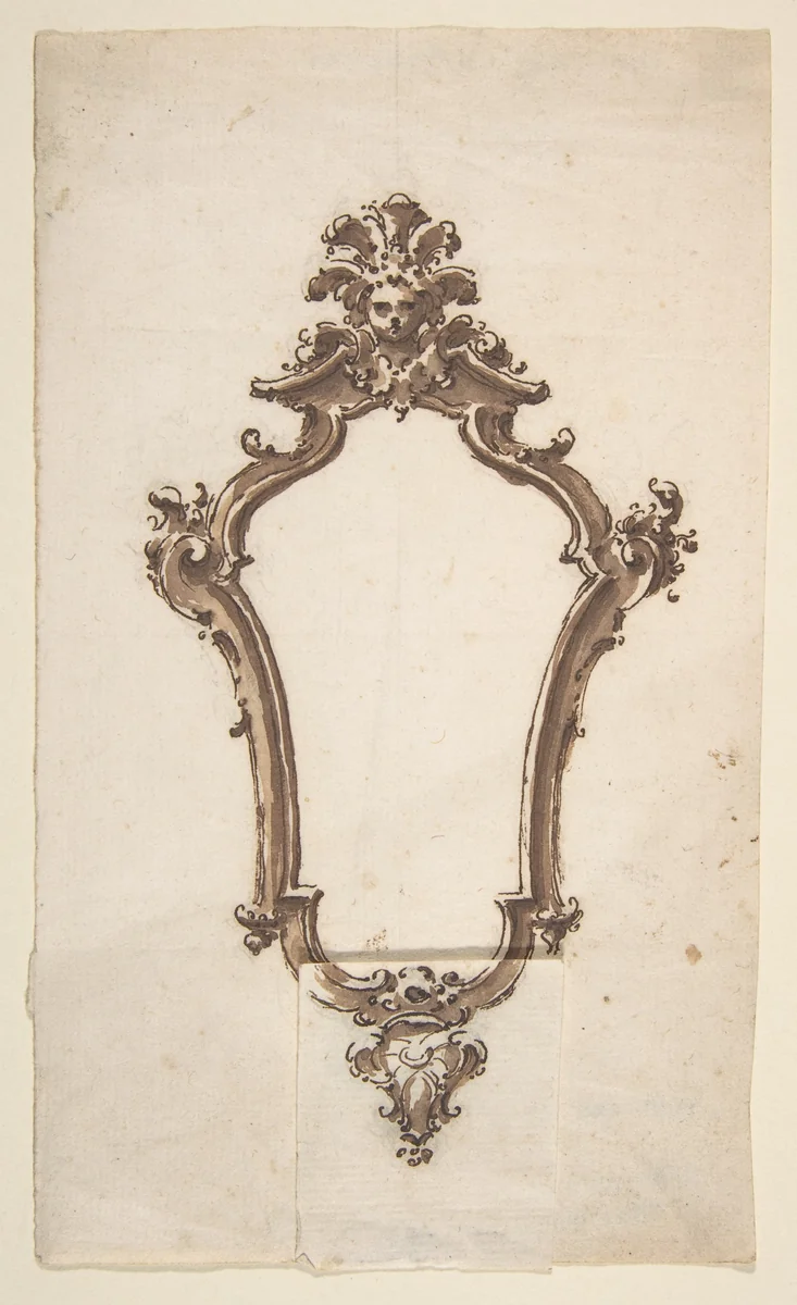 Design for a Frame in the Form of a Cartouche (Mirror?) by Giovanni Battista Natali, drawing, 1698-1765