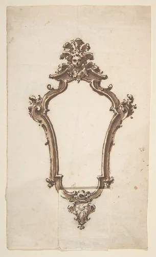 Design for a Frame in the Form of a Cartouche (Mirror?) by Giovanni Battista Natali, drawing, 1698-1765