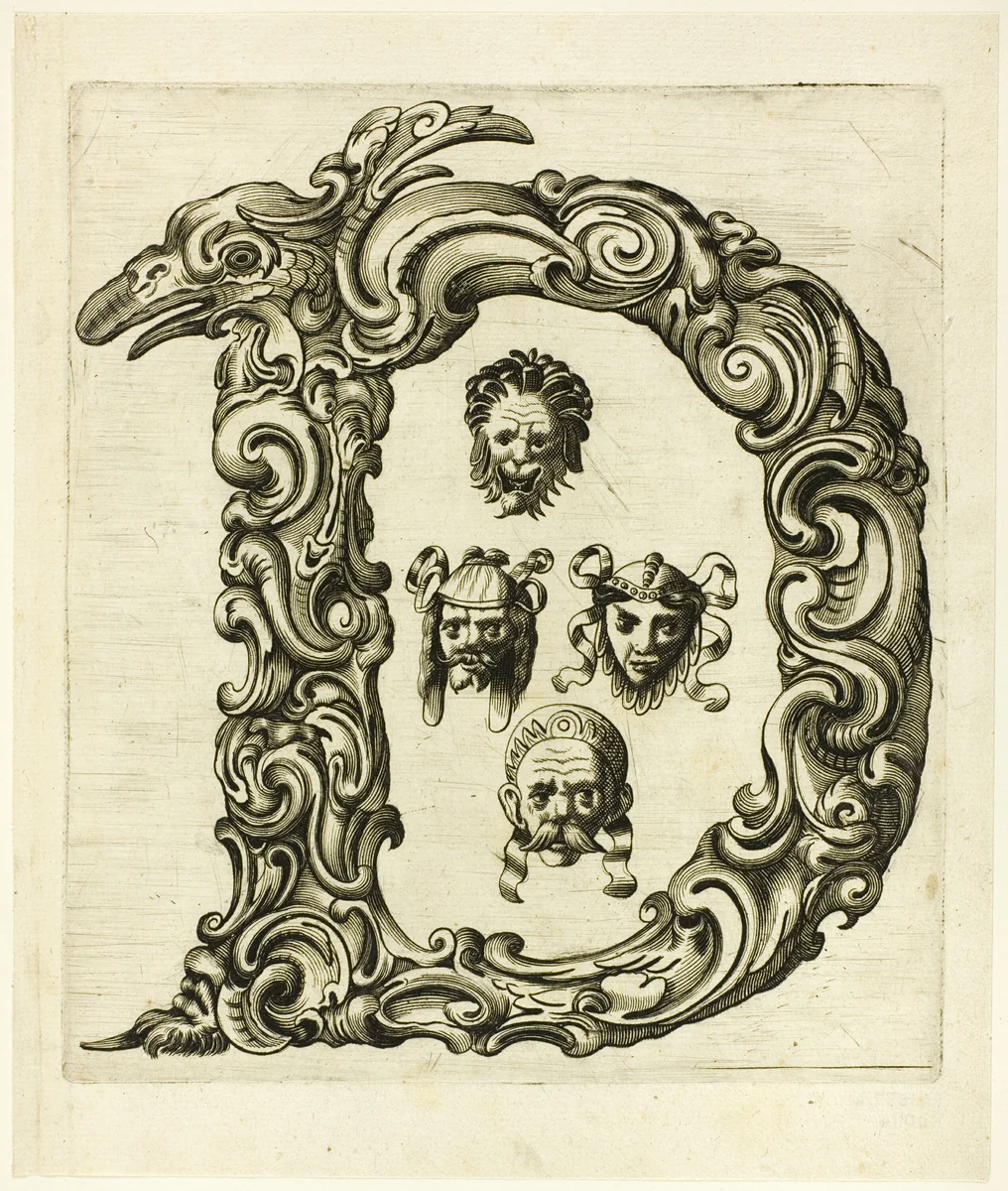 Letter D by Peter Aubry, print, 1630