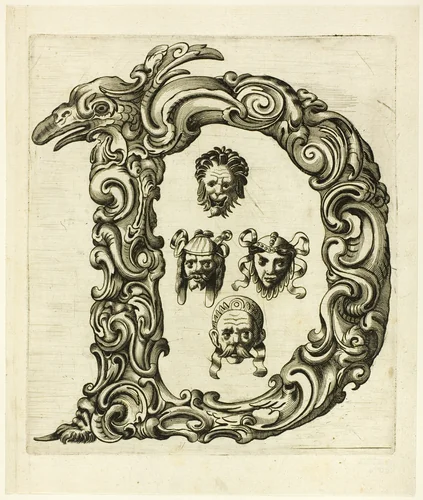 Letter D by Peter Aubry, print, 1630