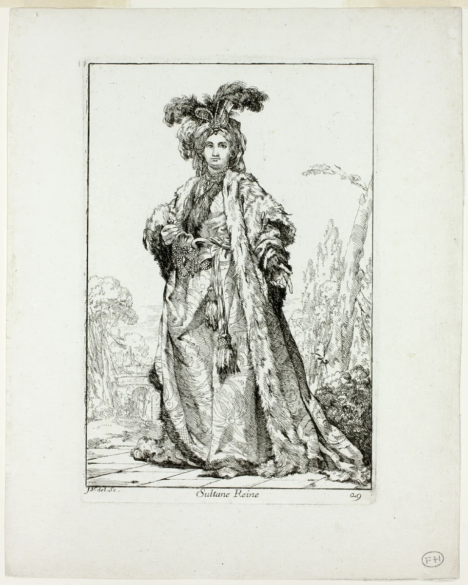 Sultane Reine, plate 29 from Caravanne du Sultan à la Mecque by Joseph-Marie Vien, print, 1748