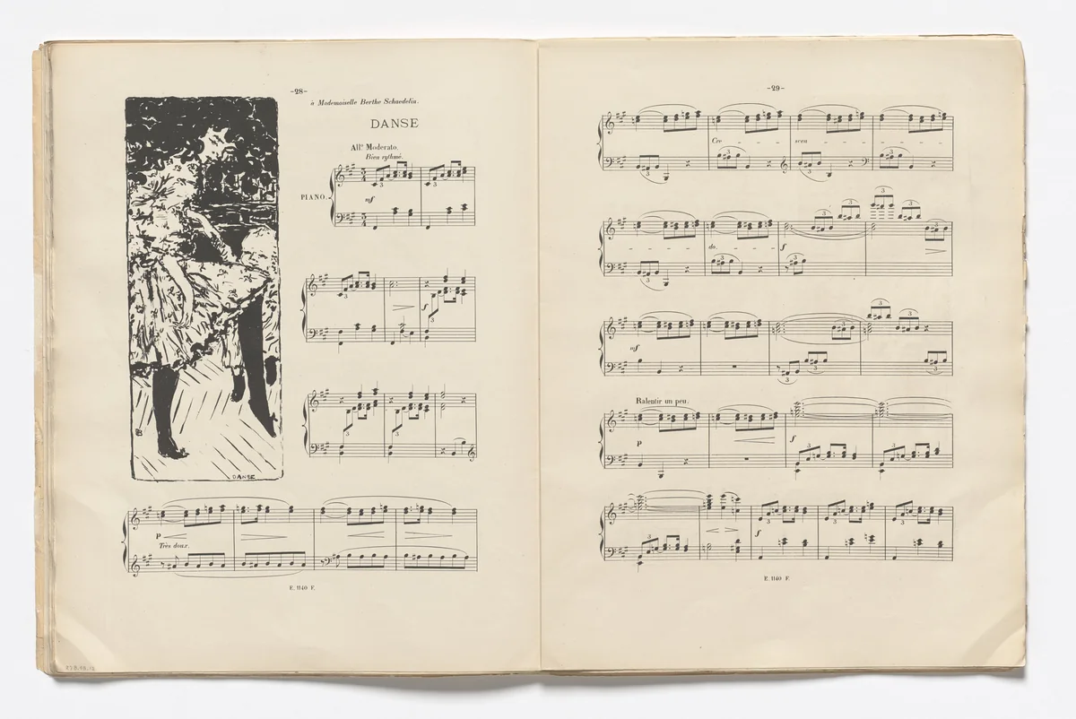 Dance (Danse) (headpiece, page 28) from Petites scènes familières by Pierre Bonnard, illustrated book, 1893