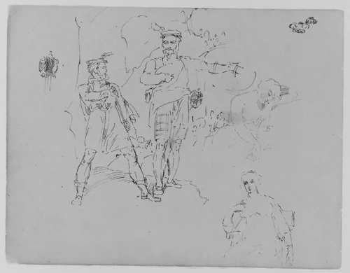 Composition with Two Highlanders (from Sketchbook) by Thomas Sully, artwork, 1810-1820