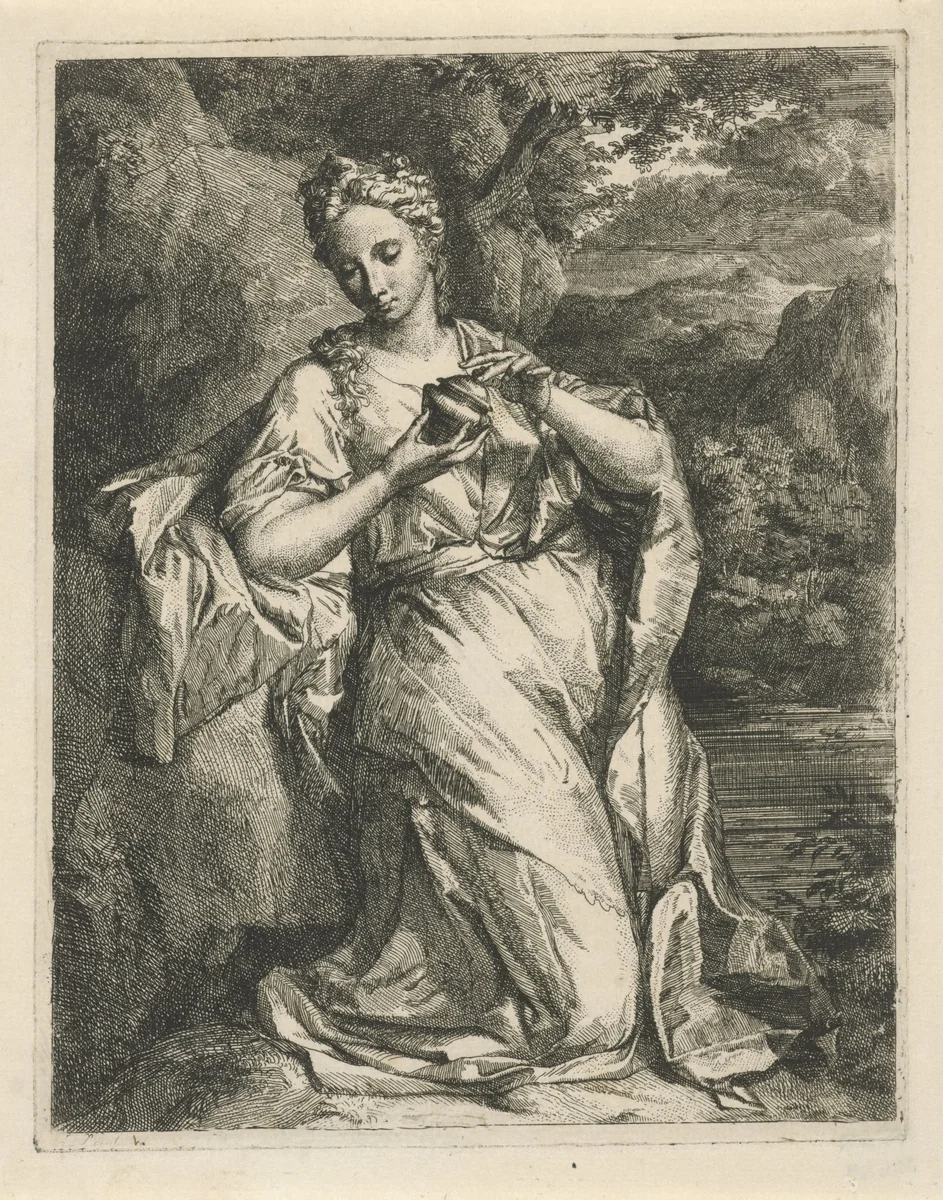 Vrouw met parfumvaasje by Hendrik van Limborch, print, 1691-1759