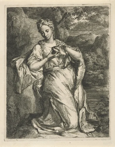 Vrouw met parfumvaasje by Hendrik van Limborch, print, 1691-1759
