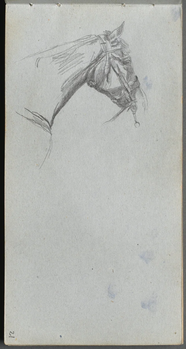 Sketchbook, page 21: Study of a Horse by Ernest Meissonier, book, 1860-1869