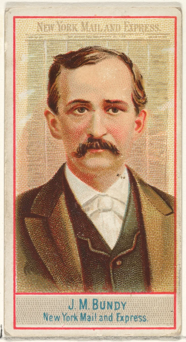 J.M. Bundy, New York Mail and Express, from the American Editors series (N1) for Allen & Ginter Cigarettes Brands by Allen & Ginter, print, 1887