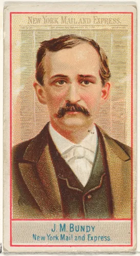 J.M. Bundy, New York Mail and Express, from the American Editors series (N1) for Allen & Ginter Cigarettes Brands by Allen & Ginter, print, 1887