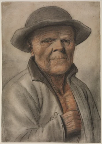 Portrait of an Old Man by Nicolas Lagneau, drawing, 1600-1699