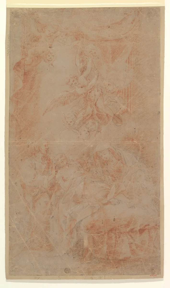 Death of Saint Joseph by anonymous, drawing, 1550-1750