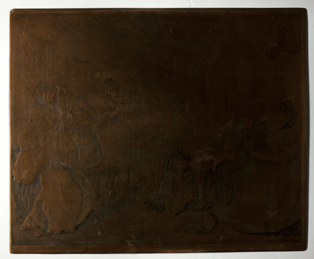 Plate six, from A Harlot's Progress by William Hogarth, print, 1732