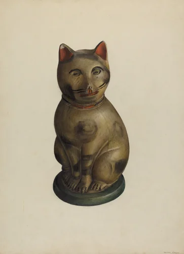 Pa. German Seated Chalkware Cat by Mina Lowry, index of american design, 1935-1942