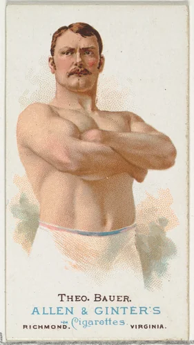 Theodore Bauer, Wrestler, from World's Champions, Series 1 (N28) for Allen & Ginter Cigarettes by Allen & Ginter, print, 1887