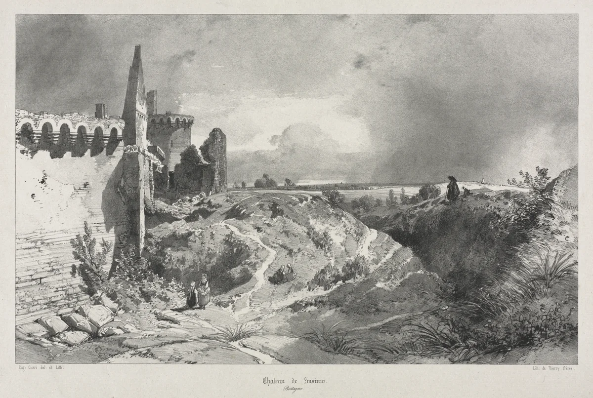 Voyages pittoresques et romantiques dans l'ancienne France. Bretagne: Chateau de Susinio by Eugène Cicéri, print, 1845-1870