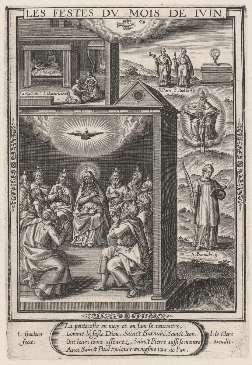 Les Festes du mois de Juin (June: The Pentecost) by Léonard Gaultier; Jean Leclerc, print, 1603