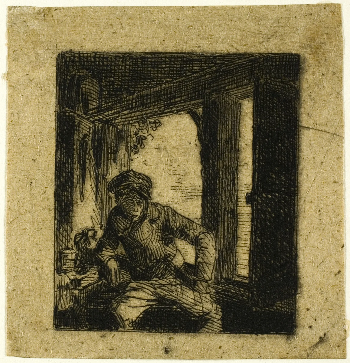 Drinker by Charles-Émile Jacque, print, 1833-1894