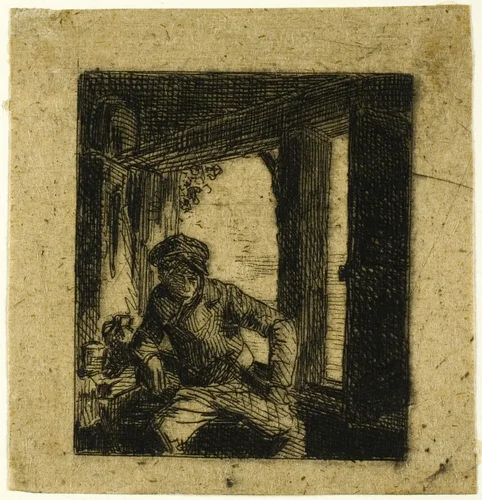 Drinker by Charles-Émile Jacque, print, 1833-1894