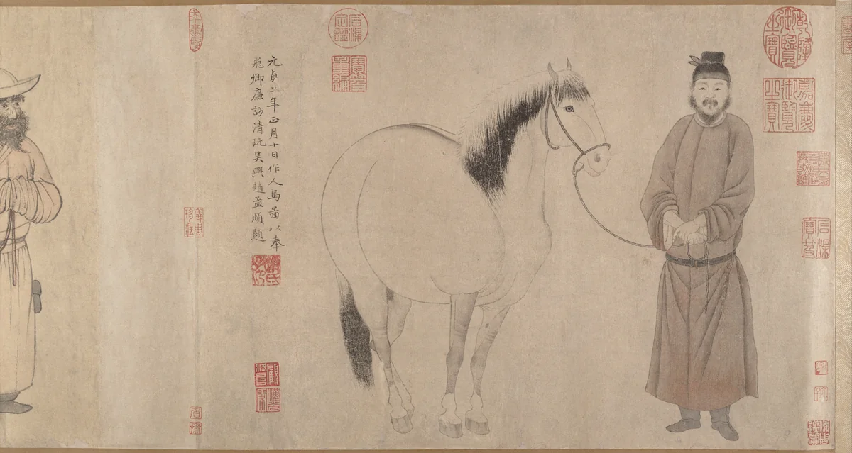Grooms and horses by Zhao Mengfu, painting, 1296-1359
