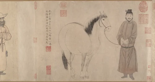 Grooms and horses by Zhao Mengfu, painting, 1296-1359