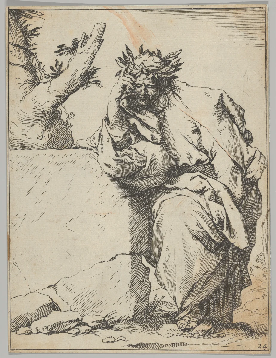 The Poet (copy in reverse) by Jusepe de Ribera, print, 1620-1685