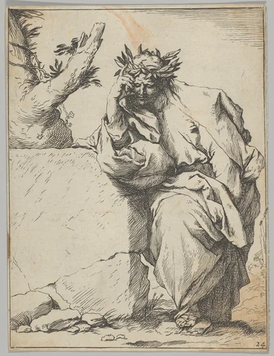 The Poet (copy in reverse) by Jusepe de Ribera, print, 1620-1685